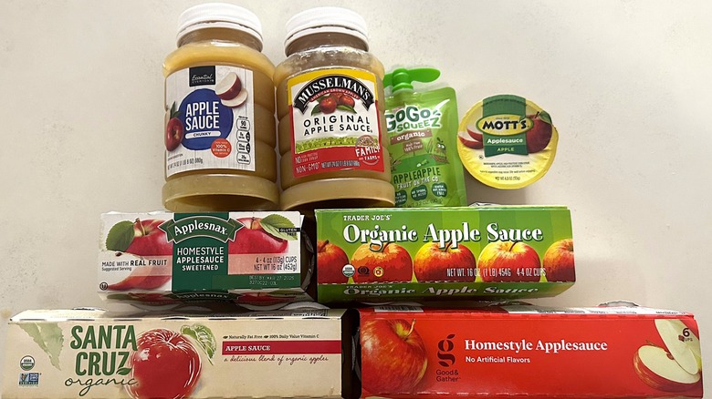 Assortment of applesauce brands