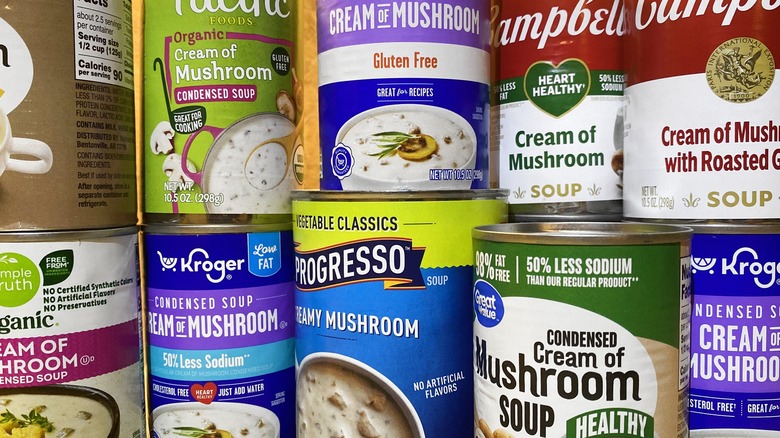 Stack of cream of mushroom soups
