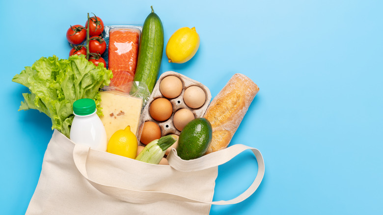 A shopping bag full of healthy food