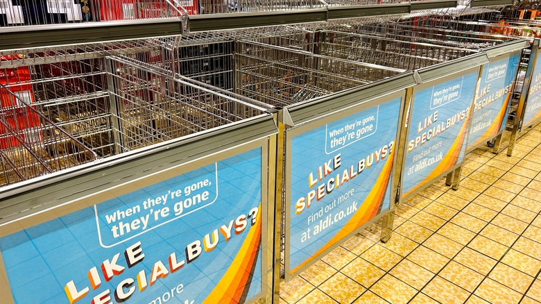 Aldi's middle aisle shows a row of empty shelves