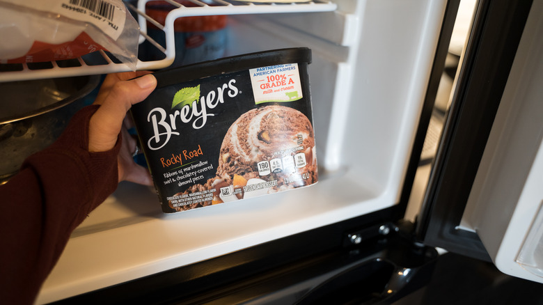 Breyers ice cream in freezer