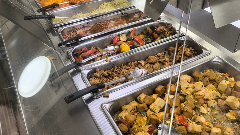 Whole Foods hot bar with potatoes, veggie