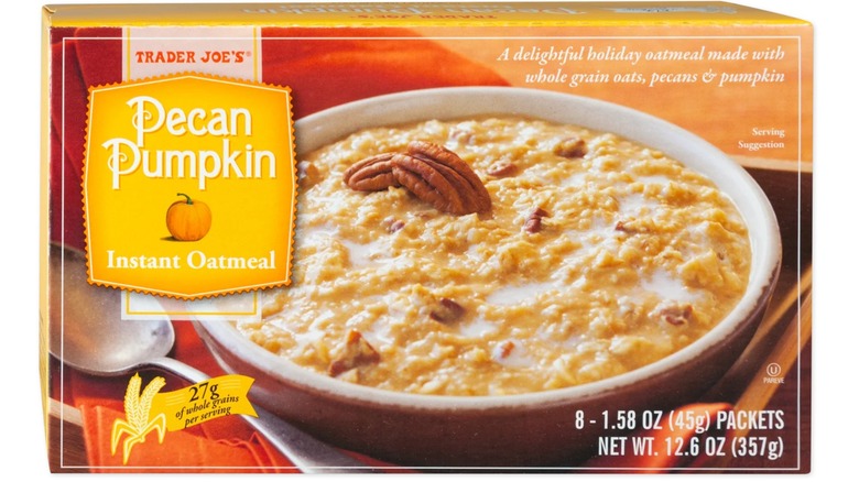 box of tj's pecan pumpkin instant oatmeal