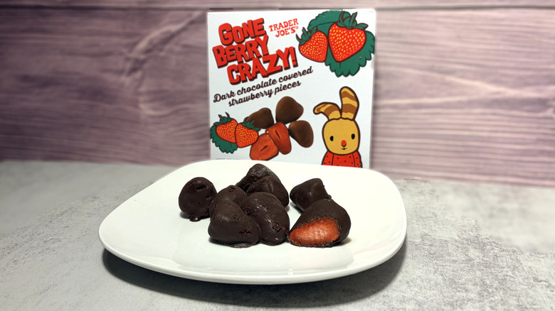 Package and plate of chocolate covered strawberries