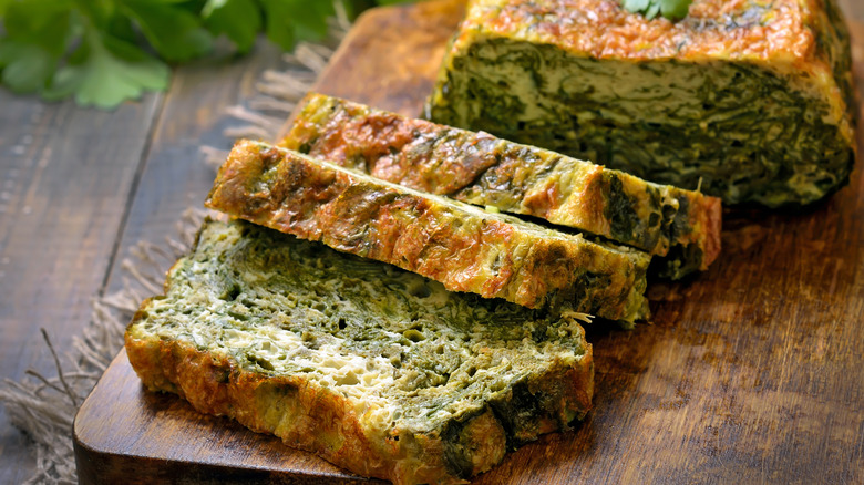 Slices of spinach bread
