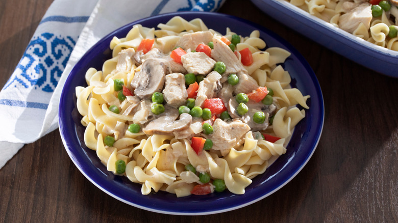 A plate of chicken à la king