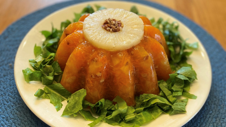 Molded salad topped with pineapple ring