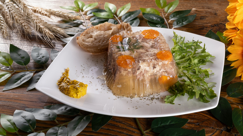 Kholodets on white plate