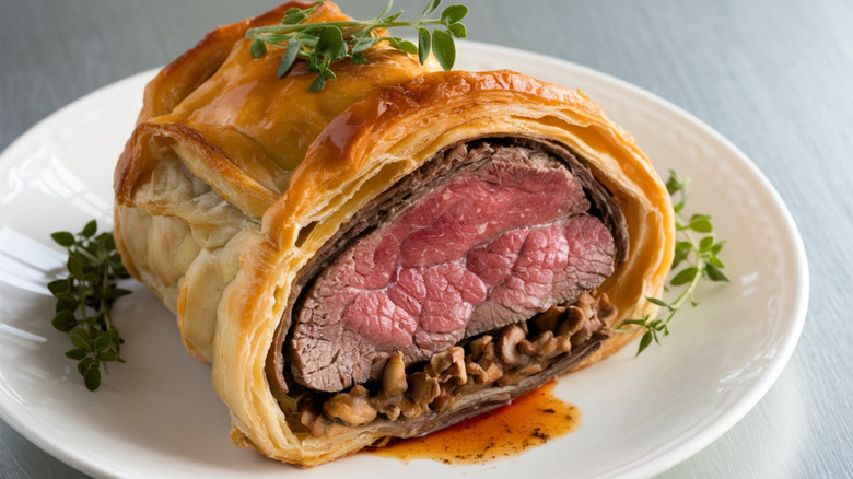 Beef Wellington on a plate