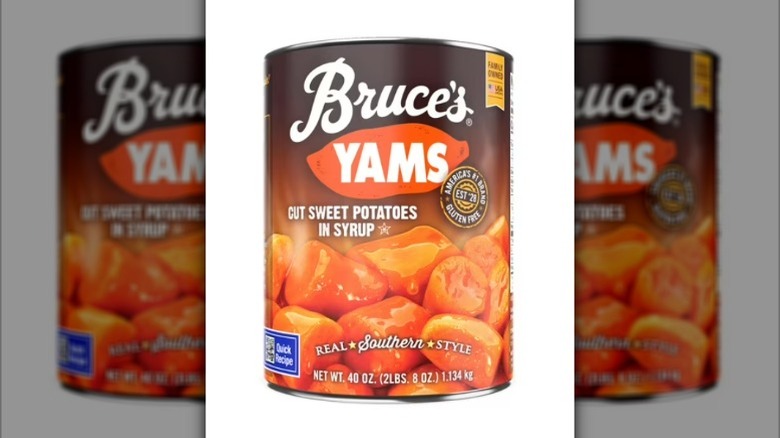 A can of Bruce's Yams Cut Sweet Potatoes in Syrup