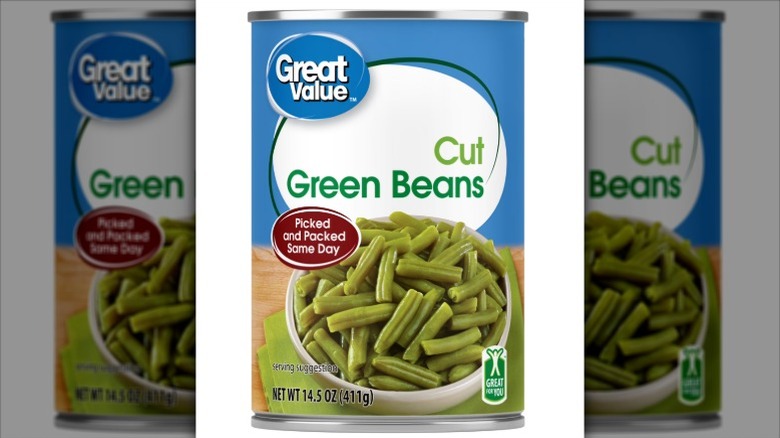A can of Great Value Cut Green Beans