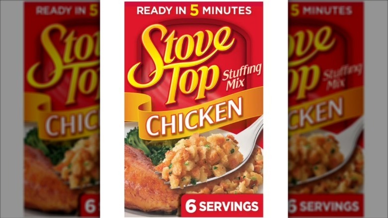 A box of Stove Top Chicken Stuffing Mix