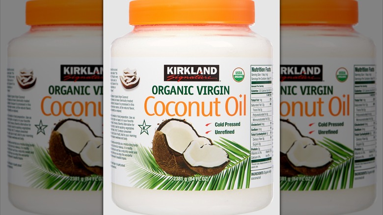 Kirkland Signature Organic Coconut Oil  on white background