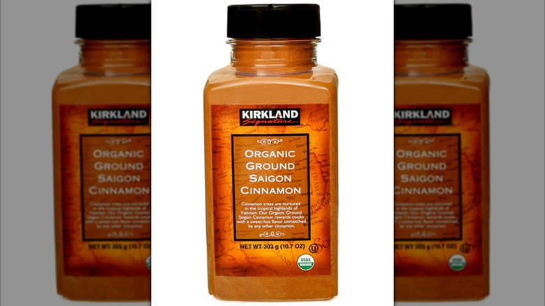 Kirkland Signature Organic Ground Saigon Cinnamon on white background