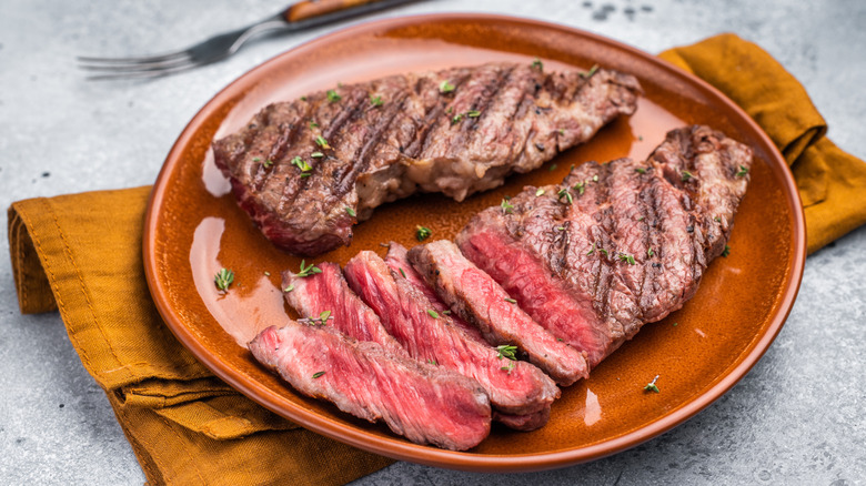 Medium-rare flat iron steaks