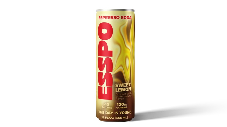 A can of Esspo Espresso Soda, Sweet Lemon flavor