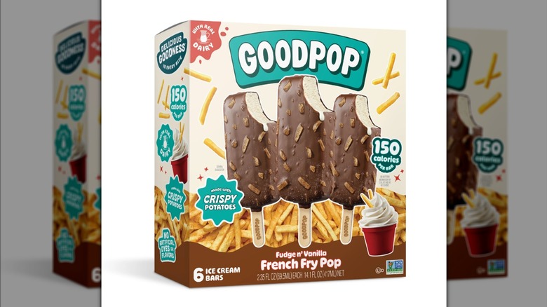 A box of Goodpop Fudge n' Vanilla French Fry Pops