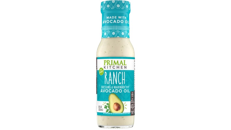 A bottle of Primal Kitchen Dairy-Free Ranch on a white background