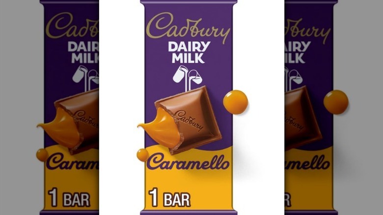 Cadbury caramello on white background