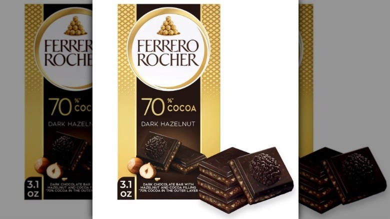 Ferrero Rocher dark chocolate hazelnut on white background