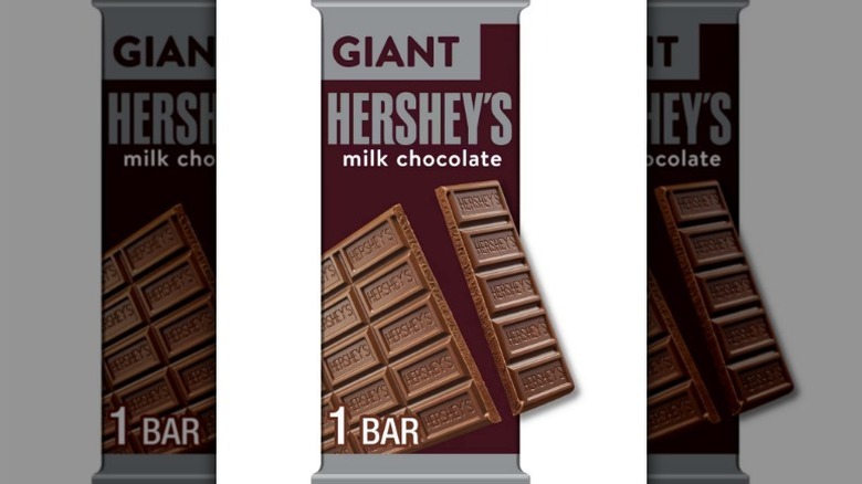 Giant Hershey's milk chocolate bar on white background