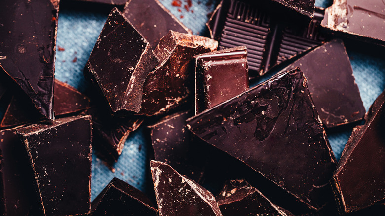 Close up of broken up chocolate bars