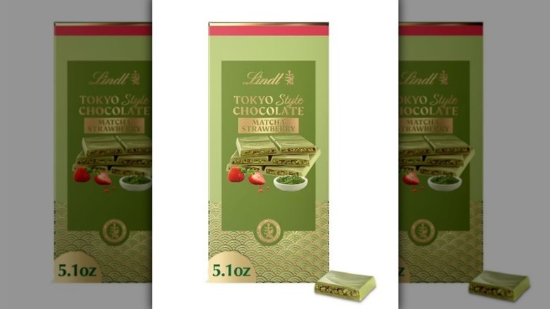 Lindt Tokyo style chocolate bar on white background