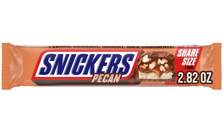 Snickers Pecan on white background