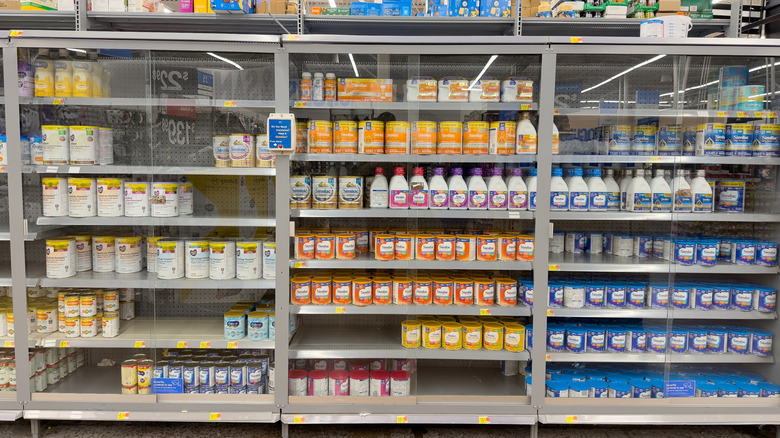 Baby formula on locked shelf at Walmart