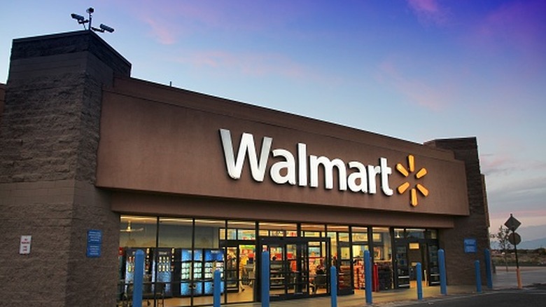 Walmart storefront at dusk