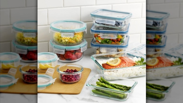 Snapware storage containers with variety of foods