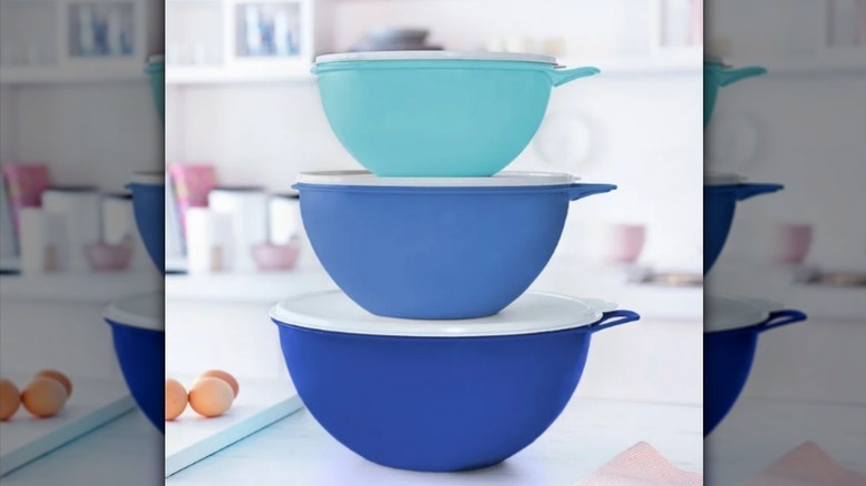 Tupperware storage bowl set pieces stacked on top of each other