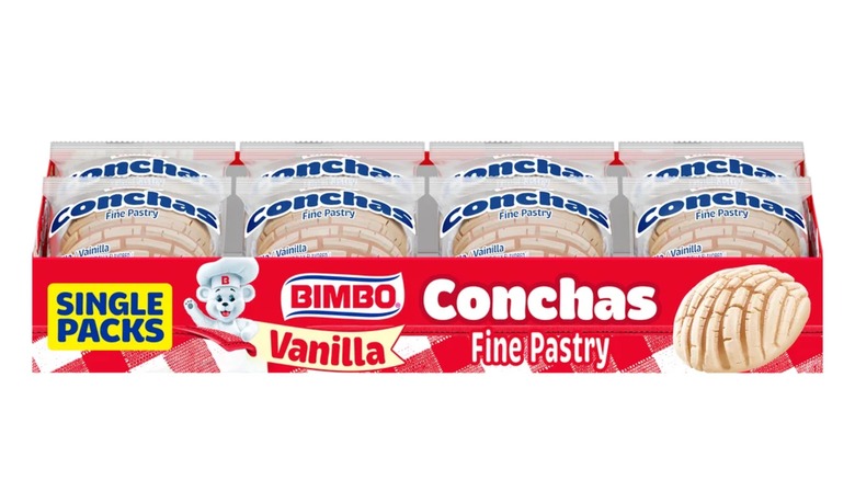 A red open top box of Bimbo conchas