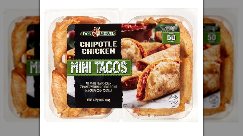 A 2 pack of Don Miguel Chipotle Chicken Mini Tacos