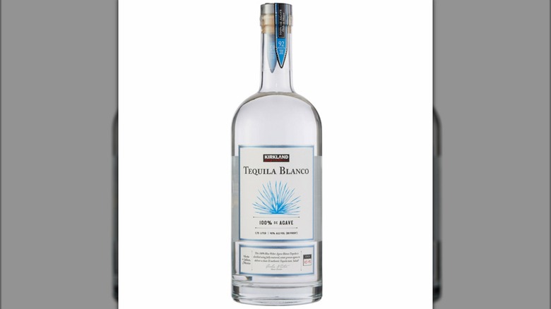A bottle of Kirkland Signature Tequila Blanco