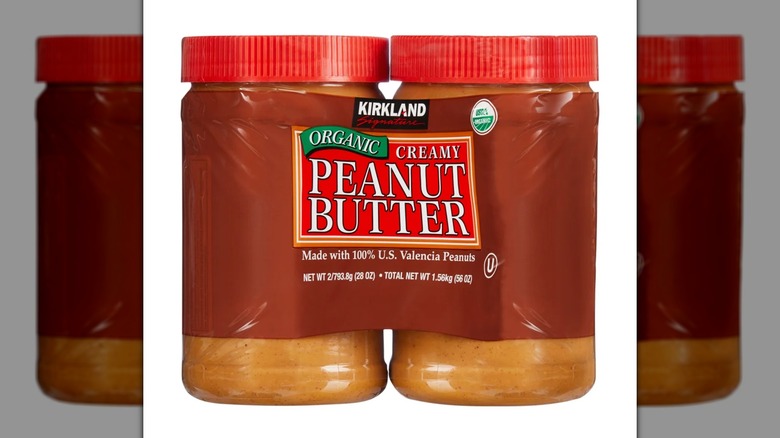 A two-pack of Kirkland Signature organic creamy peanut butter
