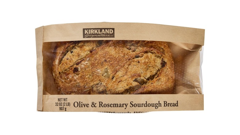 Kirkland Signature Olive and Rosemary Sourdough Bread in a bag