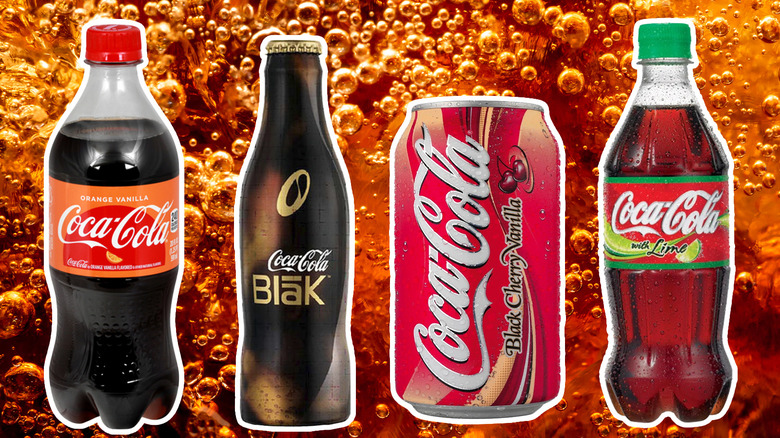 bottles of coke flavors