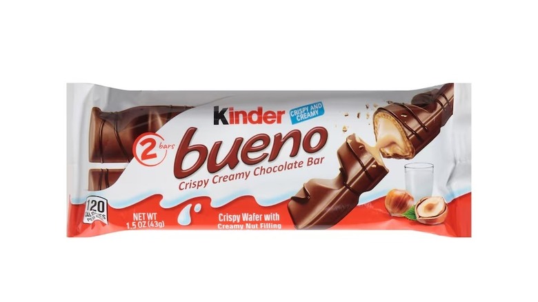 Kinder Bueno bar on white background