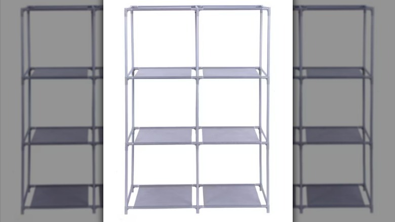 Six cube storage rack on white background