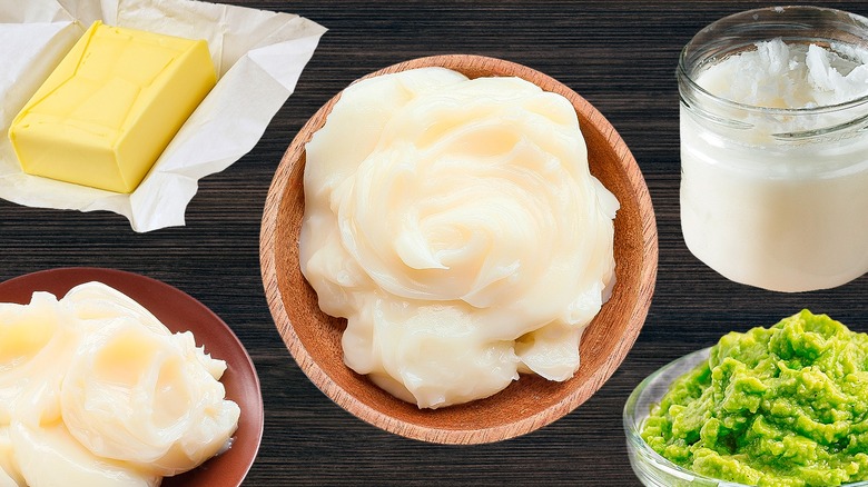 Assorted fats and avocado mash