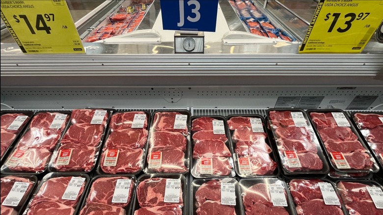 Steaks on display at Sam's Club