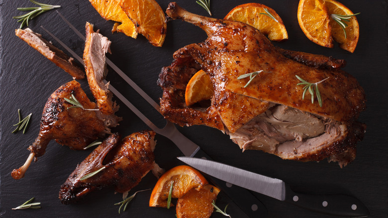 roast duck and oranges