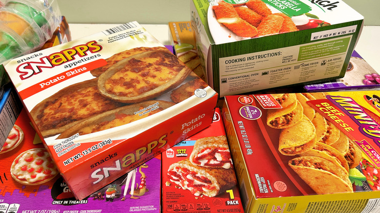 Several frozen snacks piled together on a white surface