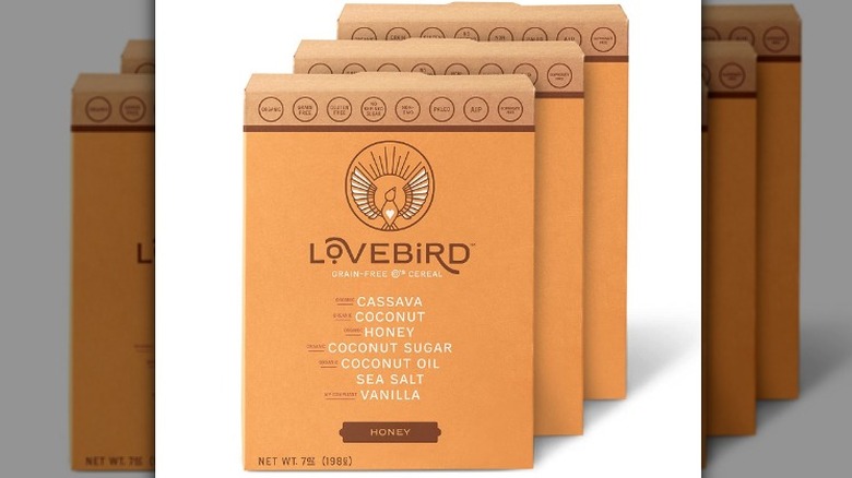 boxes of lovebird cassava cereal