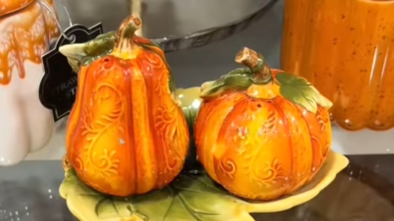 Pumpkin-shaped salt and pepper shakers at HomeGoods