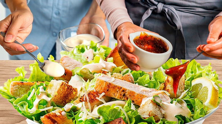 chicken salad being prepared