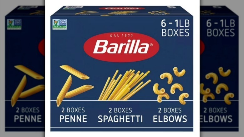 Barilla pasta variety pack on white background