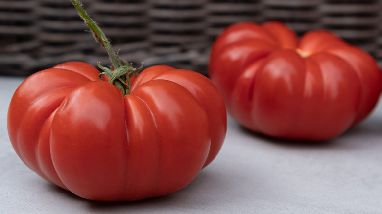 Freshly-picked beefsteak tomatoes 