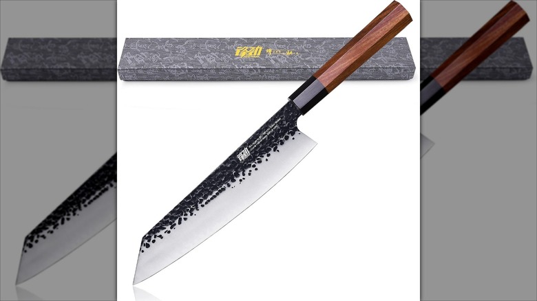 FINDKING kiritsuke knife with a gray box against a white background.